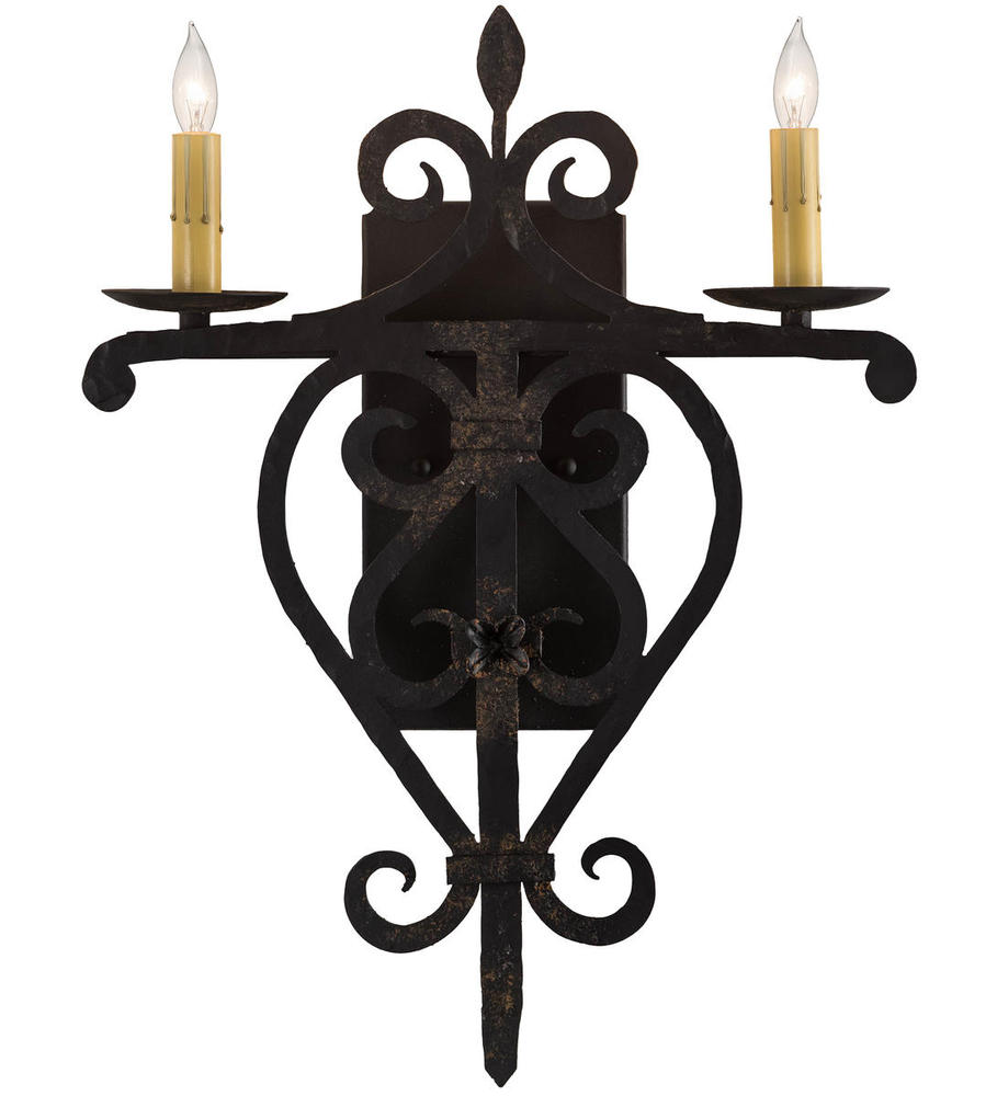 15" Wide Fleur de Lys 2 LT Wall Sconce