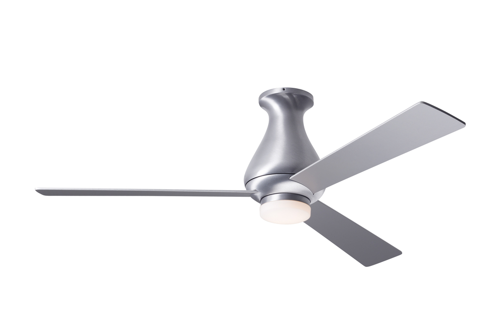 Altus Flush Fan; Brushed Aluminum Finish; 52" White Blades; 17W LED; Fan Speed and Light Control