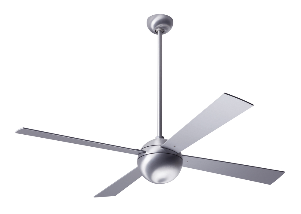 Ball Fan; Brushed Aluminum Finish; 42" White Blades; No Light; Fan Speed and Light Control (3-wi