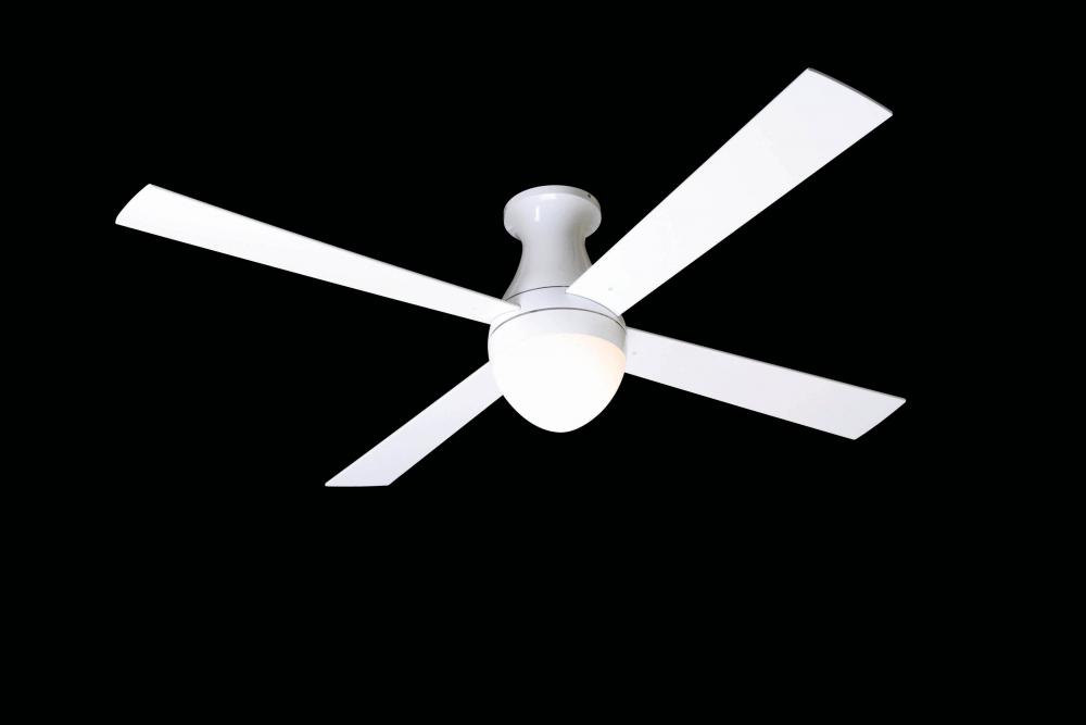 Ball Hugger Fan; Gloss White Finish; 42" White Blades; 18W GU24 Energy Saving CFL; Fan Speed and