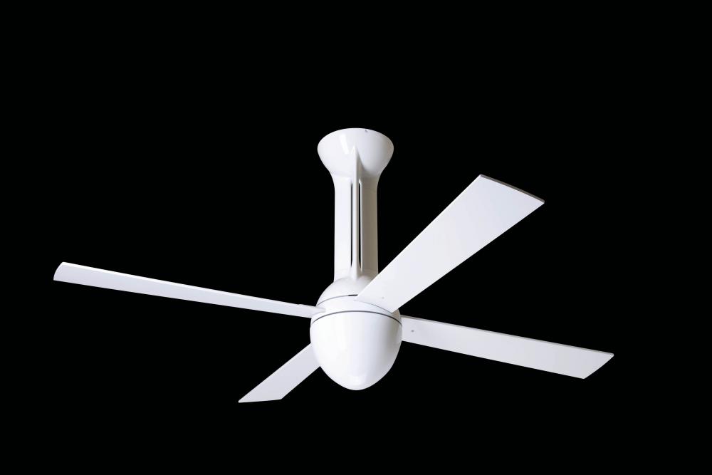 Eclipse Fan; Gloss White Finish; 42" Nickel Blades; No Light; No Control