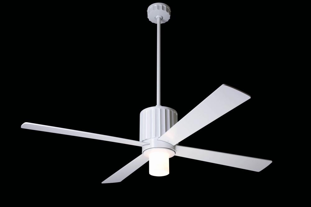 Flute Fan; Gloss White Finish; 52" Maple Blades; 75W G9 Halogen; Handheld Remote Control (2-wire