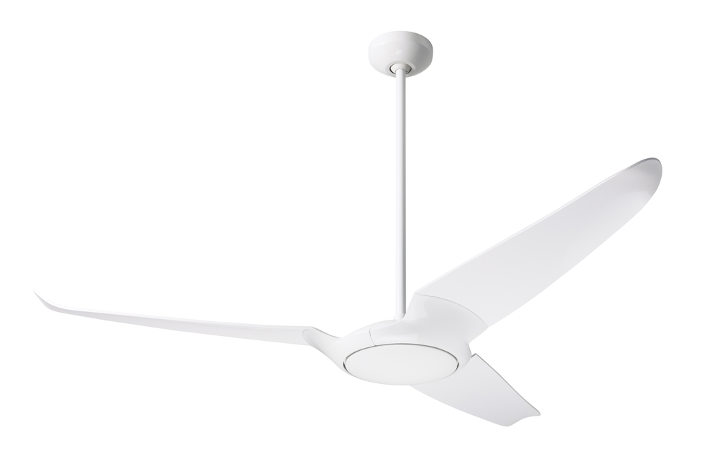 IC/Air (3 Blade ) Fan; Gloss White Finish; 56" Nickel Blades; No Light; Wall/Remote Combo Contro