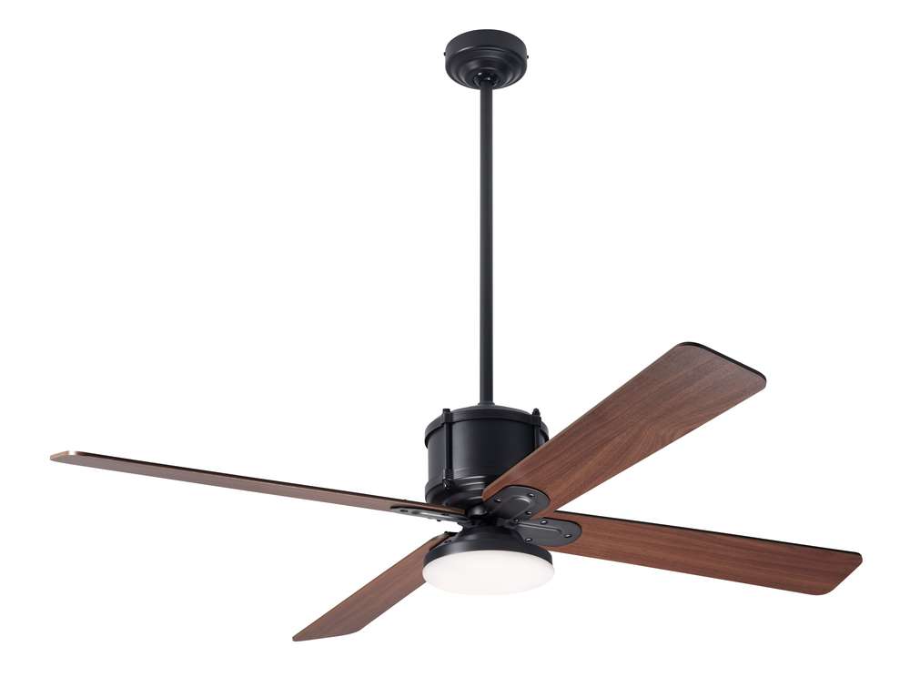 Industry DC Fan; Dark Bronze Finish; 50" Mahogany Blades; 20W LED Open; Wall Control