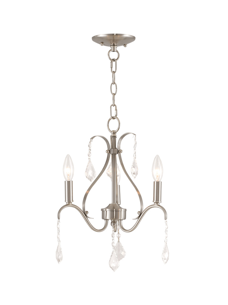 3 Light Brushed Nickel Mini Chandelier