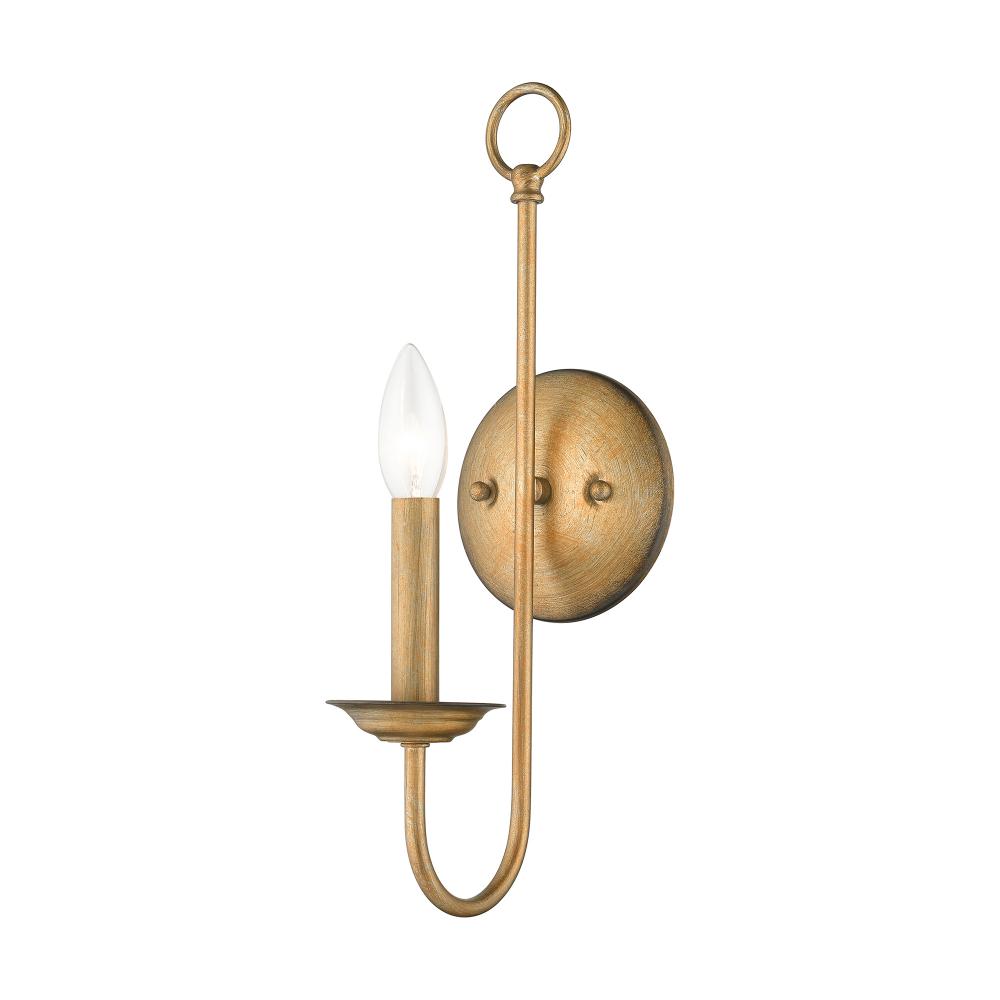 1 Light Antique Gold Leaf Single Sconce