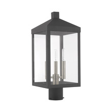 Livex Lighting 20592-76 - 3 Lt Scandinavian Gray Outdoor Post Top Lantern