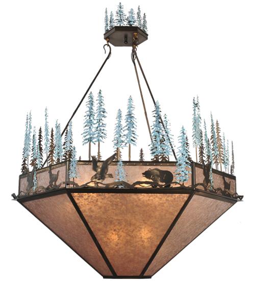 60"W Wildlife at Pine Lake Inverted Pendant