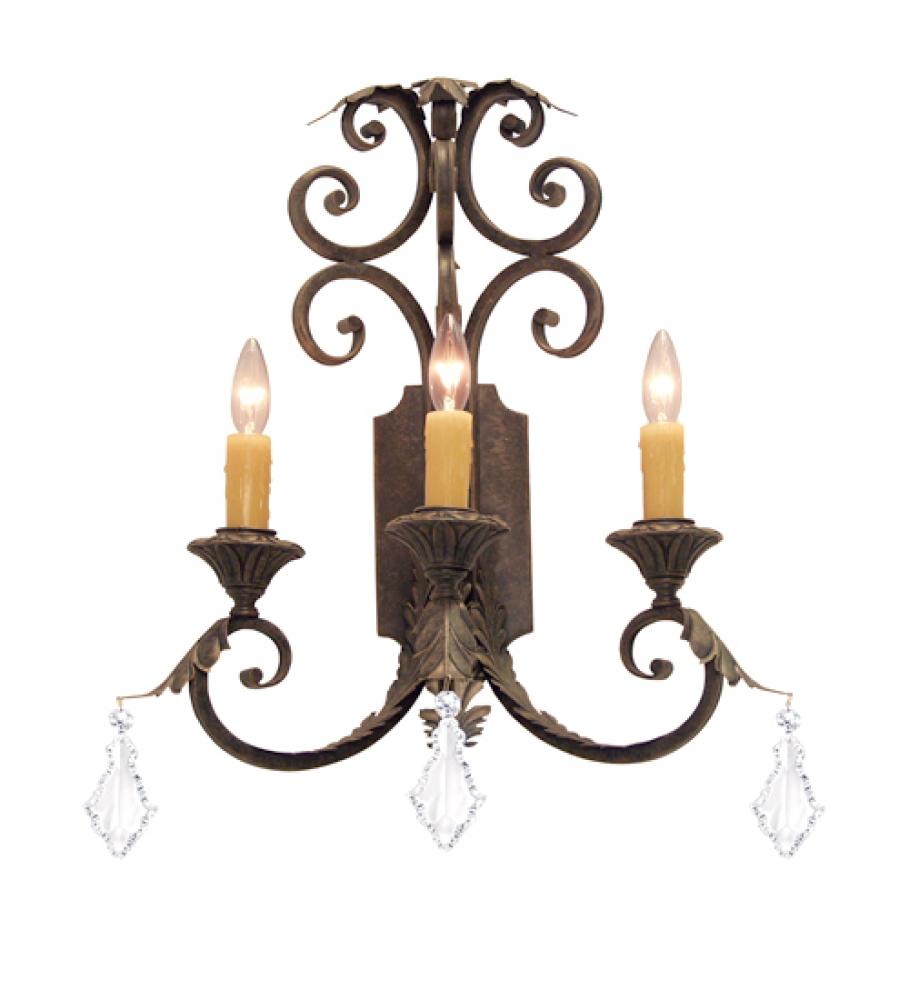 16" Wide Serratina 3 Light Wall Sconce