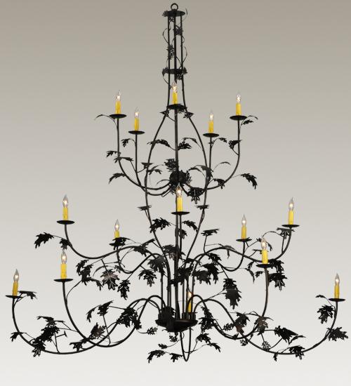 72" Wide Oak Leaf 15 Light Chandelier