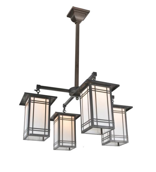 33"W Hyde Park Wright 4 LT Chandelier