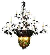 Meyda Blue 100697 - 63"W Greenbriar Oak 12 Arm Chandelier