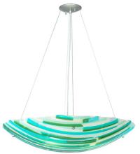 Meyda Blue 108133 - 30"W Metro Fusion La Spiaggia Glass Inverted Pendant