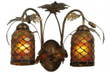 Meyda Blue 141336 - 17.5"W Greenbriar Oak Scallop 2 LT Wall Sconce