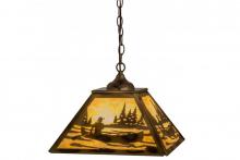 Meyda Blue 164026 - 16" Square Canoe At Lake Pendant