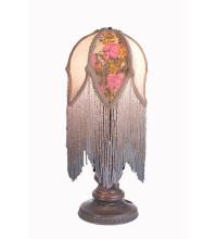 Meyda Blue 16563 - 11" High Fabric & Fringe Victorian Tulip Mini Lamp