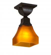 Meyda Blue 229387 - 5" Square Bungalow Frosted Amber Flushmount