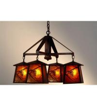 Meyda Blue 98359 - 28" Wide Whispering Pines 4 LT Chandelier