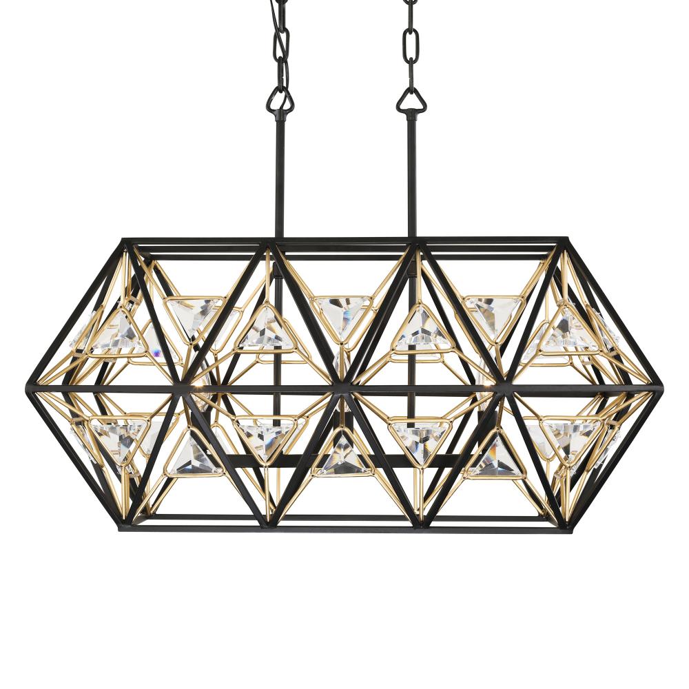 Marcia 3-Lt Linear Pendant - Matte Black/French Gold