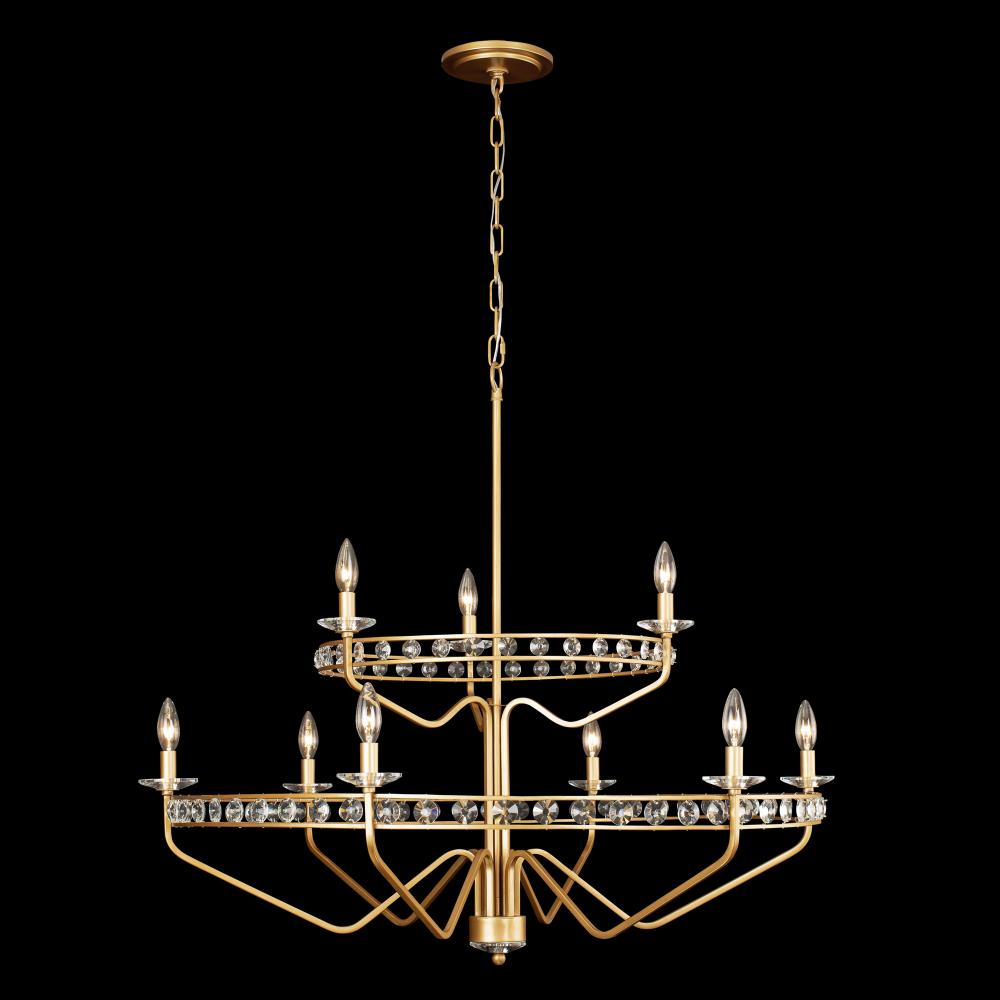 Monroe 9-Lt 2-Tier Chandelier - Antique Gold