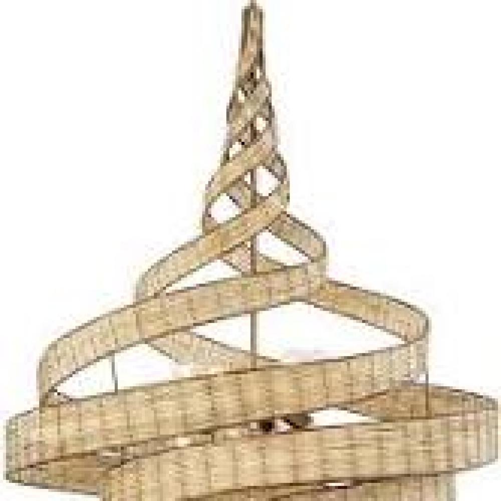 Flow 6-Lt Twist Pendant - Baguette/Natural Rattan