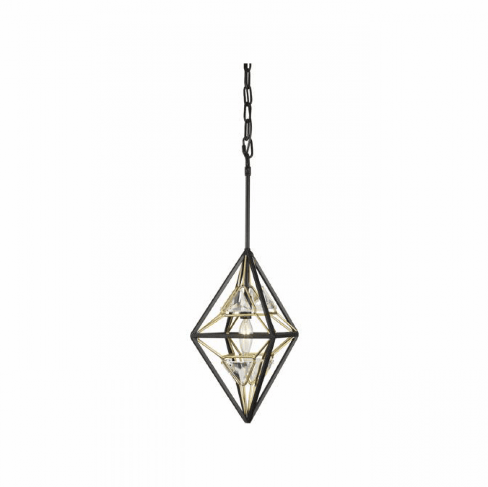 Marcia 1-Lt Mini Pendant - Matte Black/French Gold