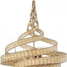 Varaluz 240P06BTR - Flow 6-Lt Twist Pendant - Baguette/Natural Rattan