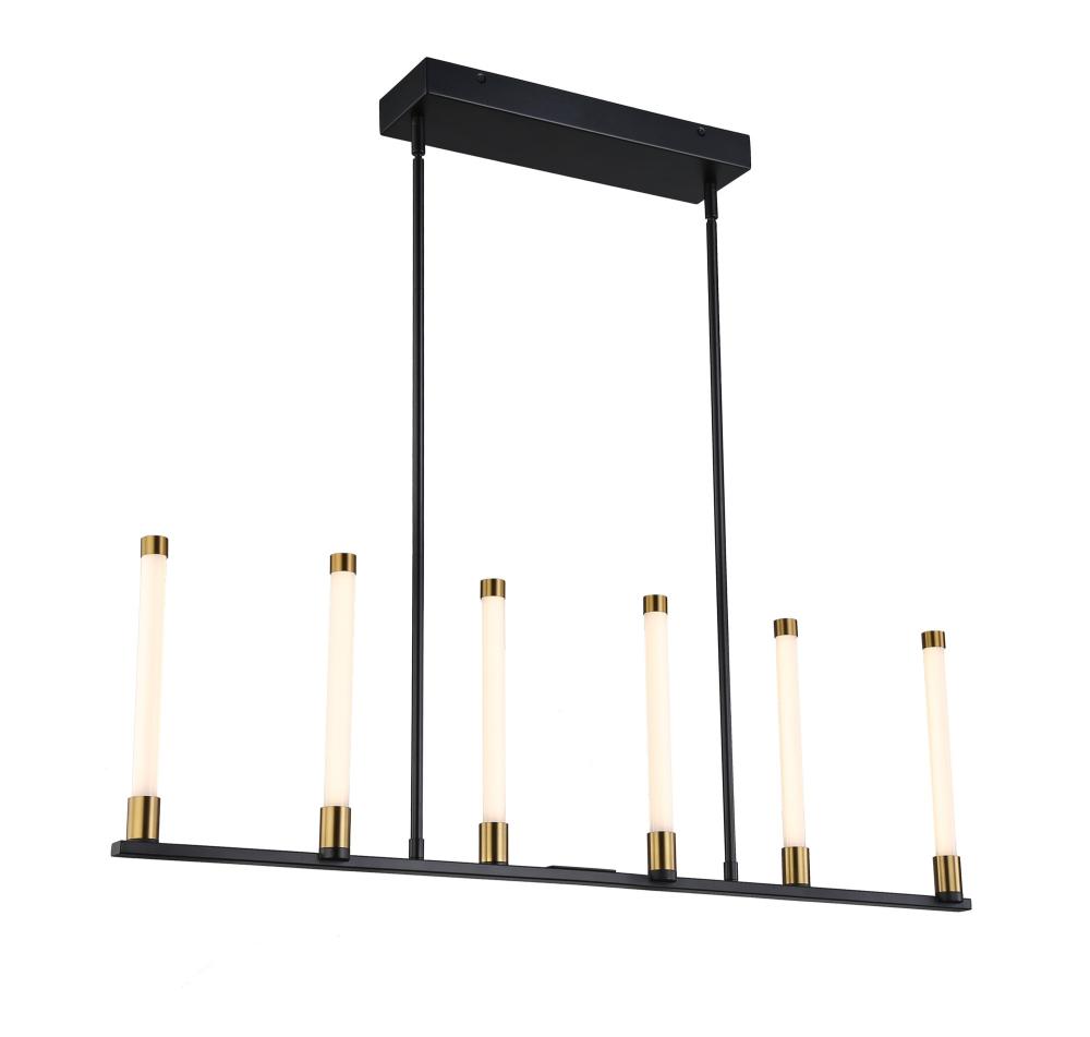 Infiniti Collection 6-Light Integrated LED Island Light, Matte Black & Brass