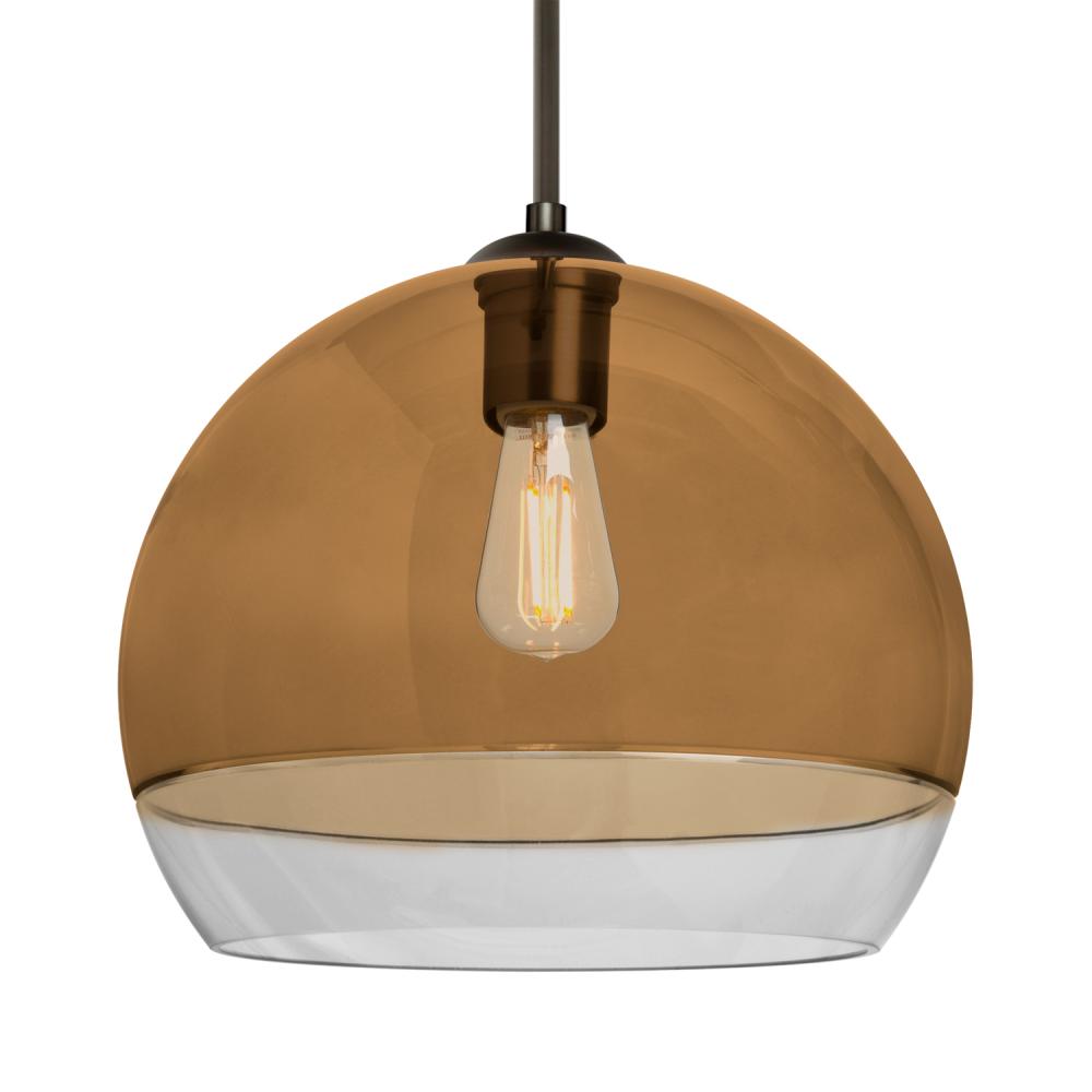 Besa, Ally 12 Cord Pendant, Amber/Clear, Bronze Finish, 1x5W LED Filament