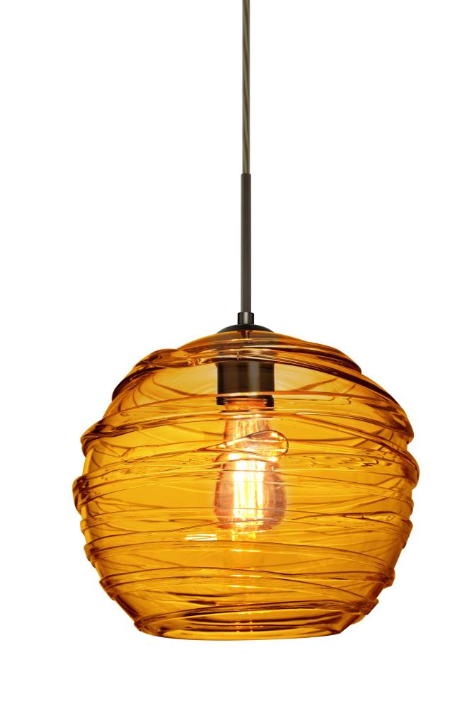 Besa Wave 10 Pendant Bronze Amber 1x8W LED Filament