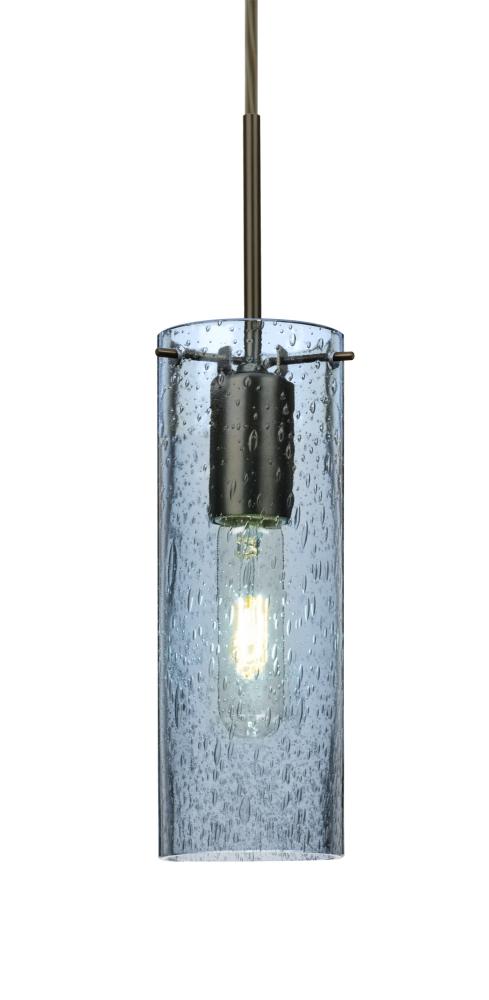 Besa, Juni 10 Cord Pendant, Blue Bubble, Bronze, 1x60W Medium Base