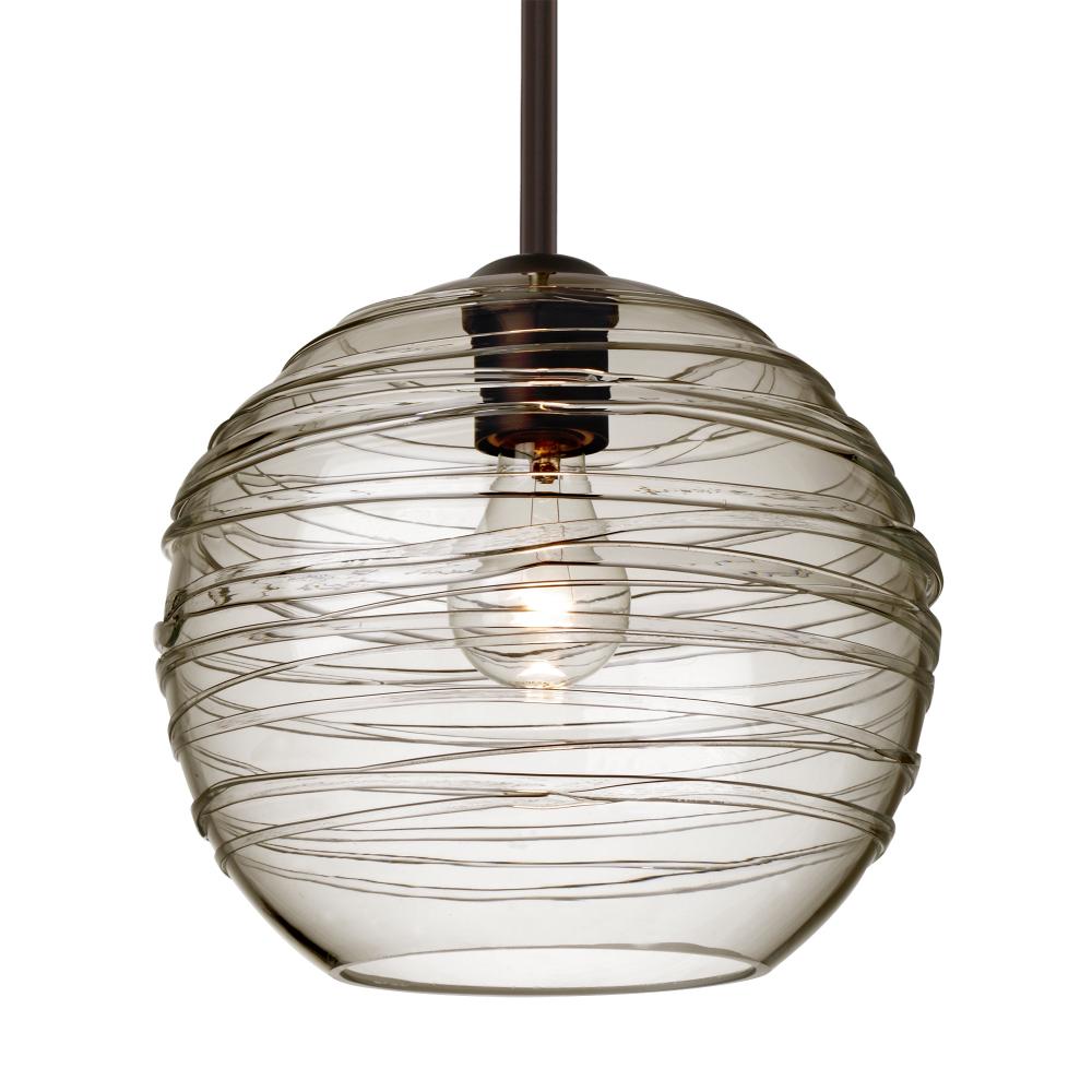 Besa Wave 10 Stem Pendant Bronze Smoke 1x60W Medium Base, 15Ft. Cord