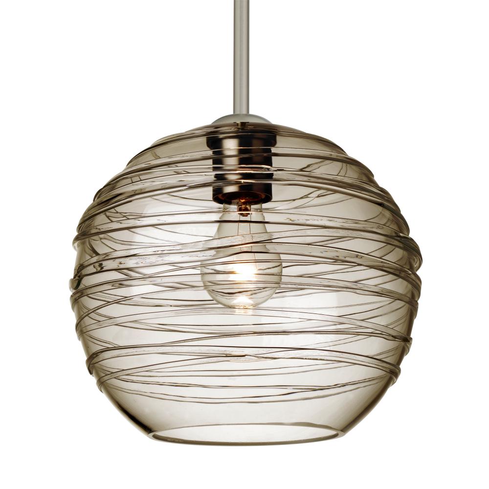 Besa Wave 10 Stem Pendant Satin Nickel Smoke 1x60W Medium Base, 15Ft. Cord