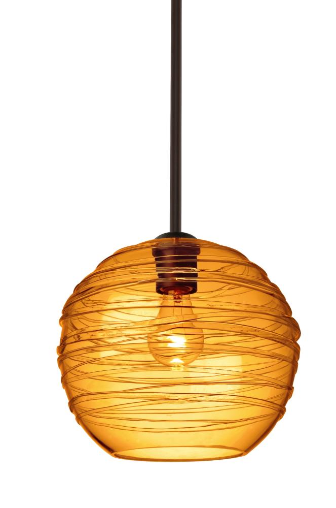 Besa Wave 10 Stem Pendant Bronze Amber 1x60W Medium Base