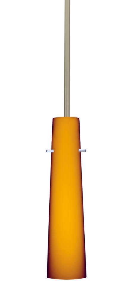 Besa Camino Stem Pendant Satin Nickel Amber Matte 1x40W Halogen