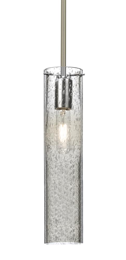 Besa, Juni 16 Stem Pendant, Clear Bubble, Satin Nickel, 1x60W Medium Base