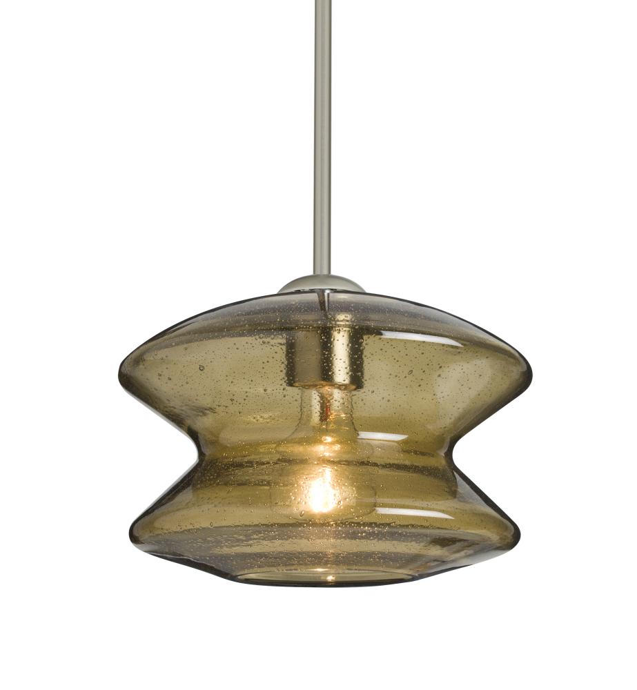 Besa, Zen Stem Pendant , Latte Bubble, Satin Nickel Finish, 1x60W Medium Base