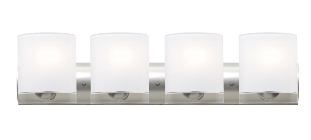 Besa, Celtic Vanity, Opal Glossy/Clear, Satin Nickel Finish, 4x9W LED