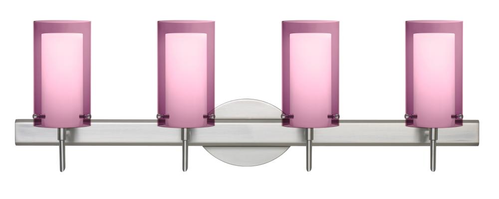 Besa Pahu 4 Wall 4SW Transparent Amethyst/Opal Satin Nickel 4x5W LED