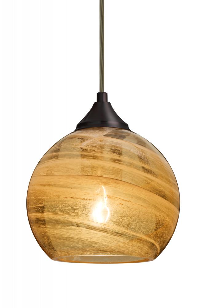 Besa, Jilly Cord Pendant For Multiport Canopy, Vapor Amber, Bronze Finish, 1x60W Medi