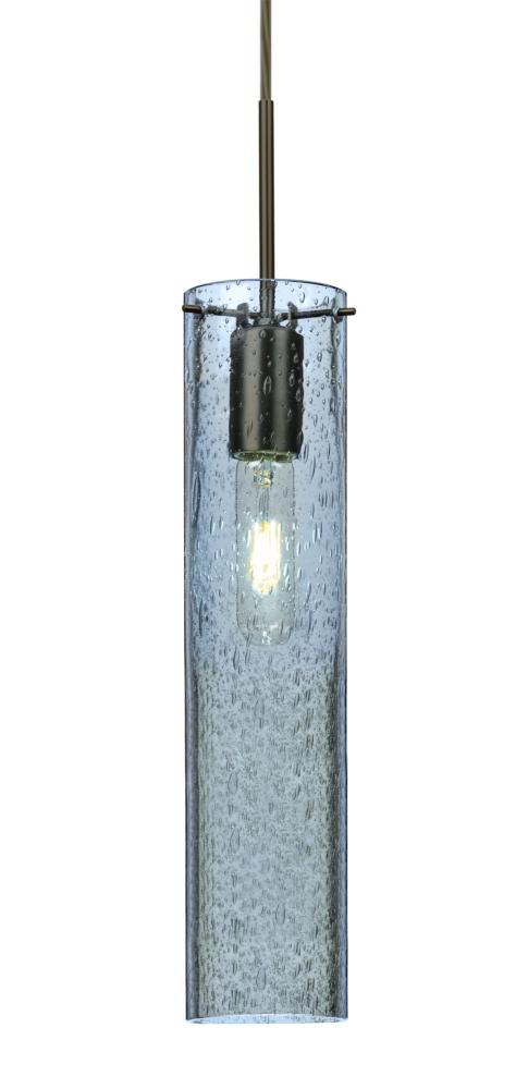 Besa, Juni 16 Pendant For Multiport Canopy, Blue Bubble, Bronze, 1x60W Medium Base