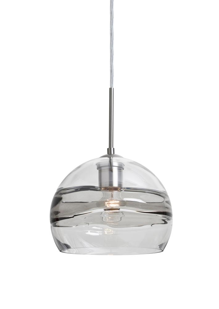 Besa Spirit 8 Pendant For Multiport Canopy, Smoke/Clear, Satin Nickel Finish, 1x60W M