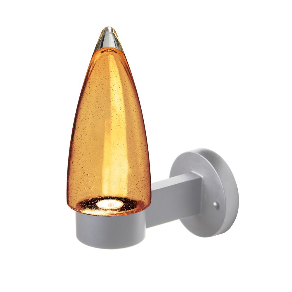 Sulu Outdoor Sconce, Amber Bubble, Silver Finish, 1x4W LED