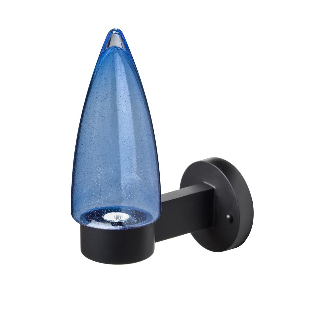 Sulu Outdoor Sconce, Blue Bubble, Black Finish, 1x4W LED