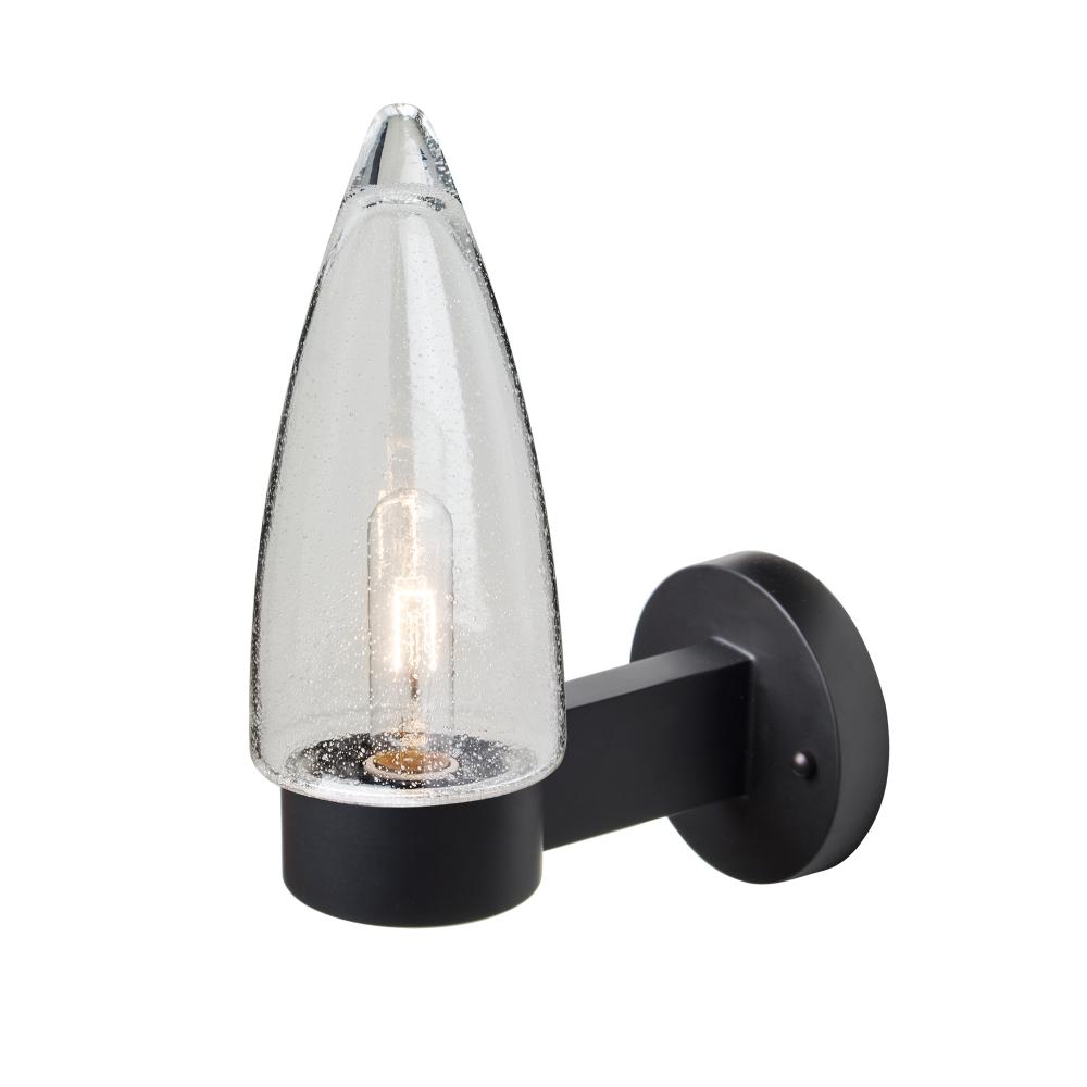 Sulu Outdoor Sconce, Clear Bubble, Black Finish, 1x60W Medium Base