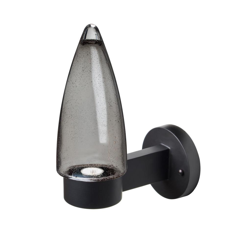 Sulu Outdoor Sconce, Smoke Bubble, Black Finish, 1x4W LED