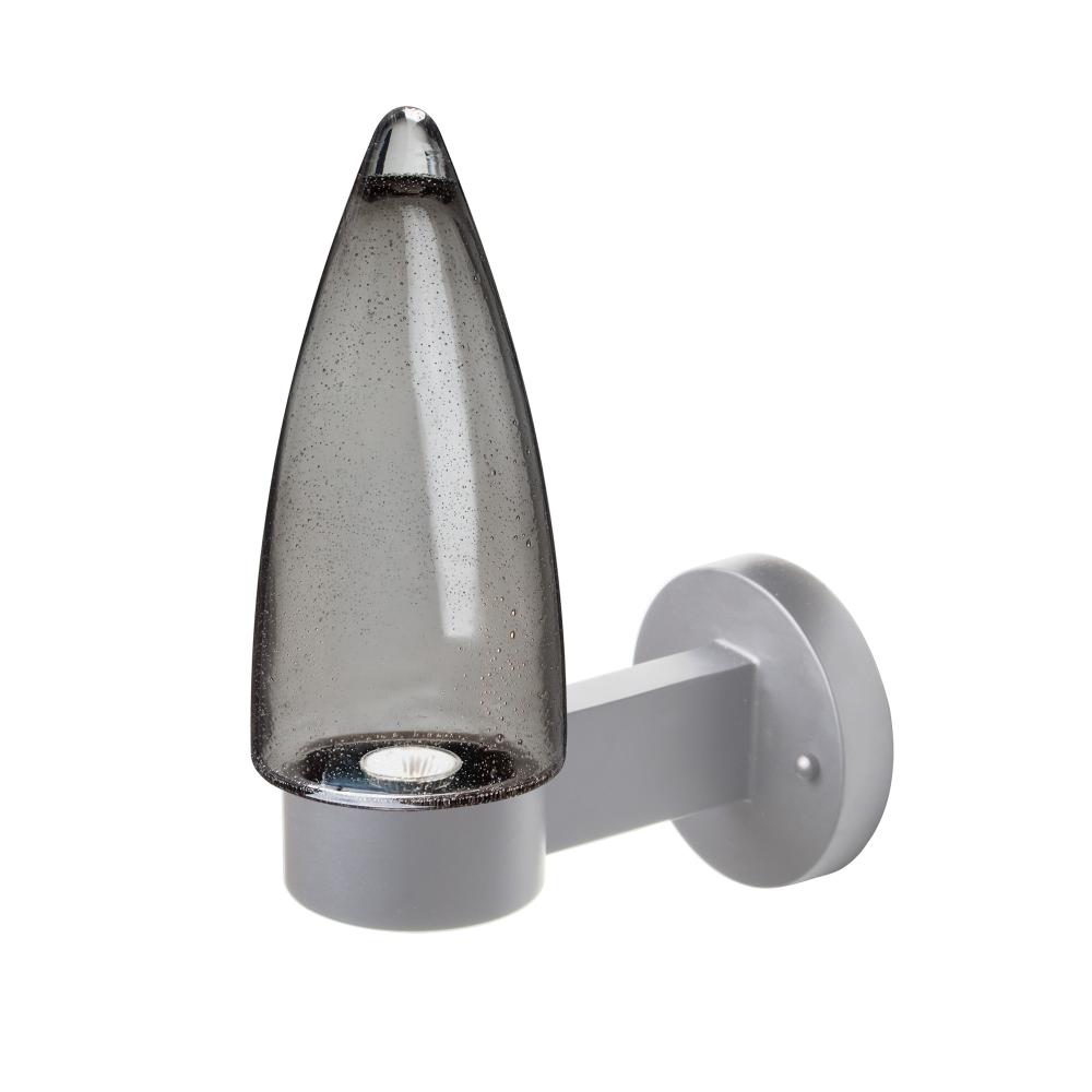 Sulu Outdoor Sconce, Smoke Bubble, Silver Finish, 1x4W LED