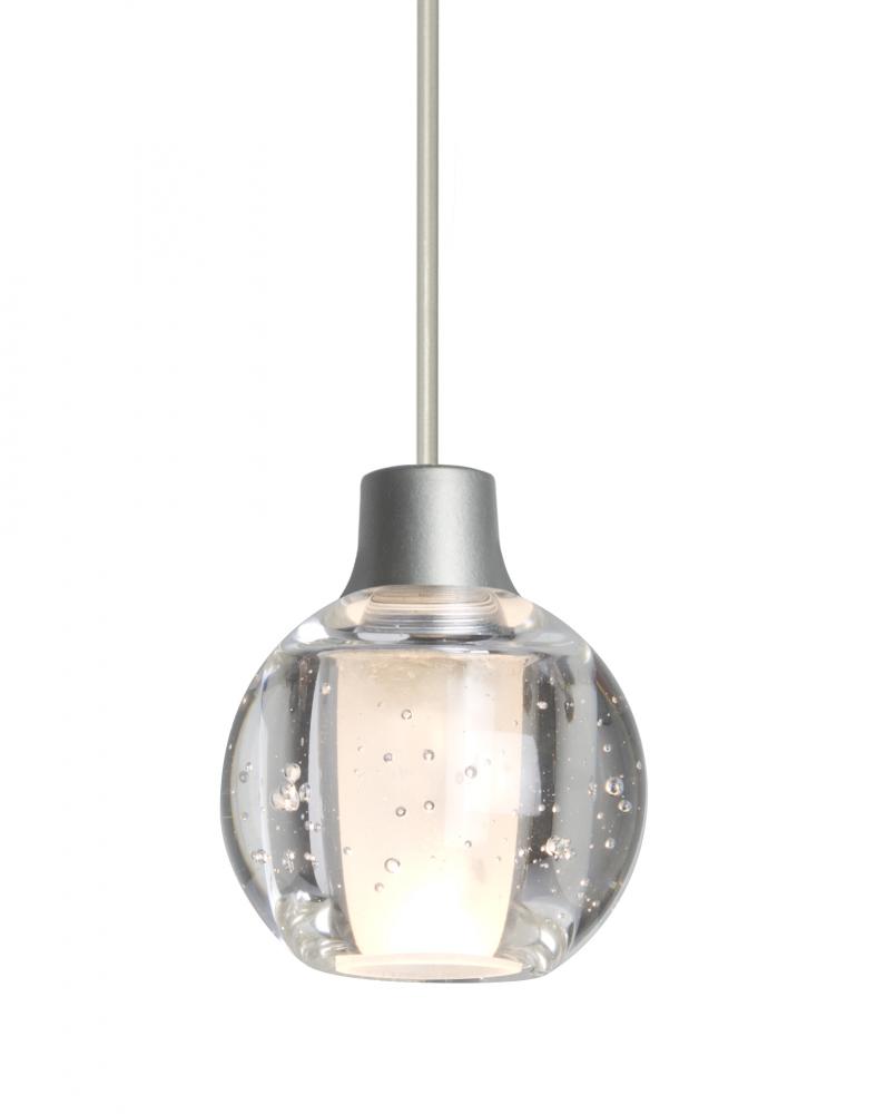 Besa, Boca 3 Cord Pendant For Multiport Canopies, Clear Bubble, Satin Nickel Finish,