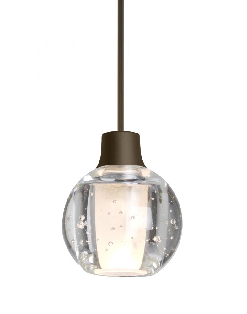 Besa, Boca 3 Cord Pendant, Clear Bubble, Bronze Finish, 1x3W LED