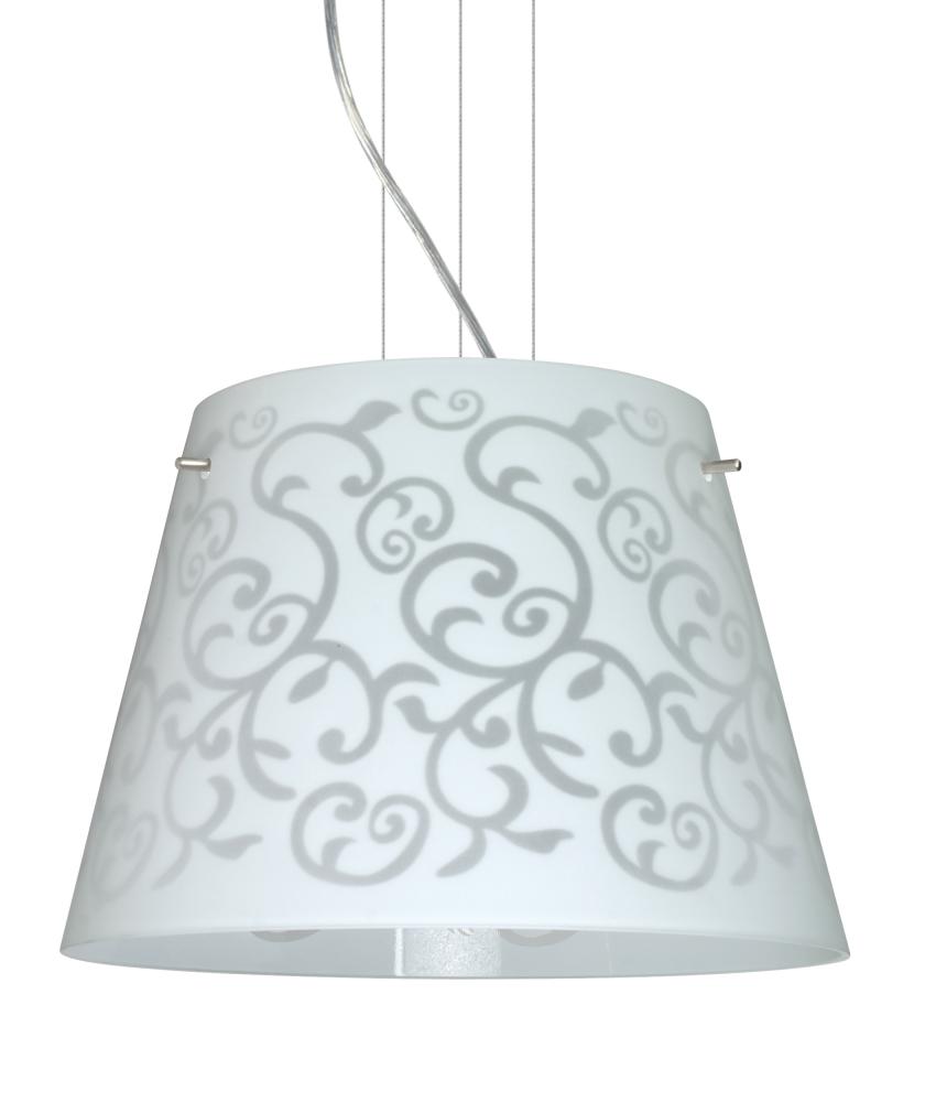 Besa Pendant Amelia 15 Satin Nickel White Damask 3x100W A19